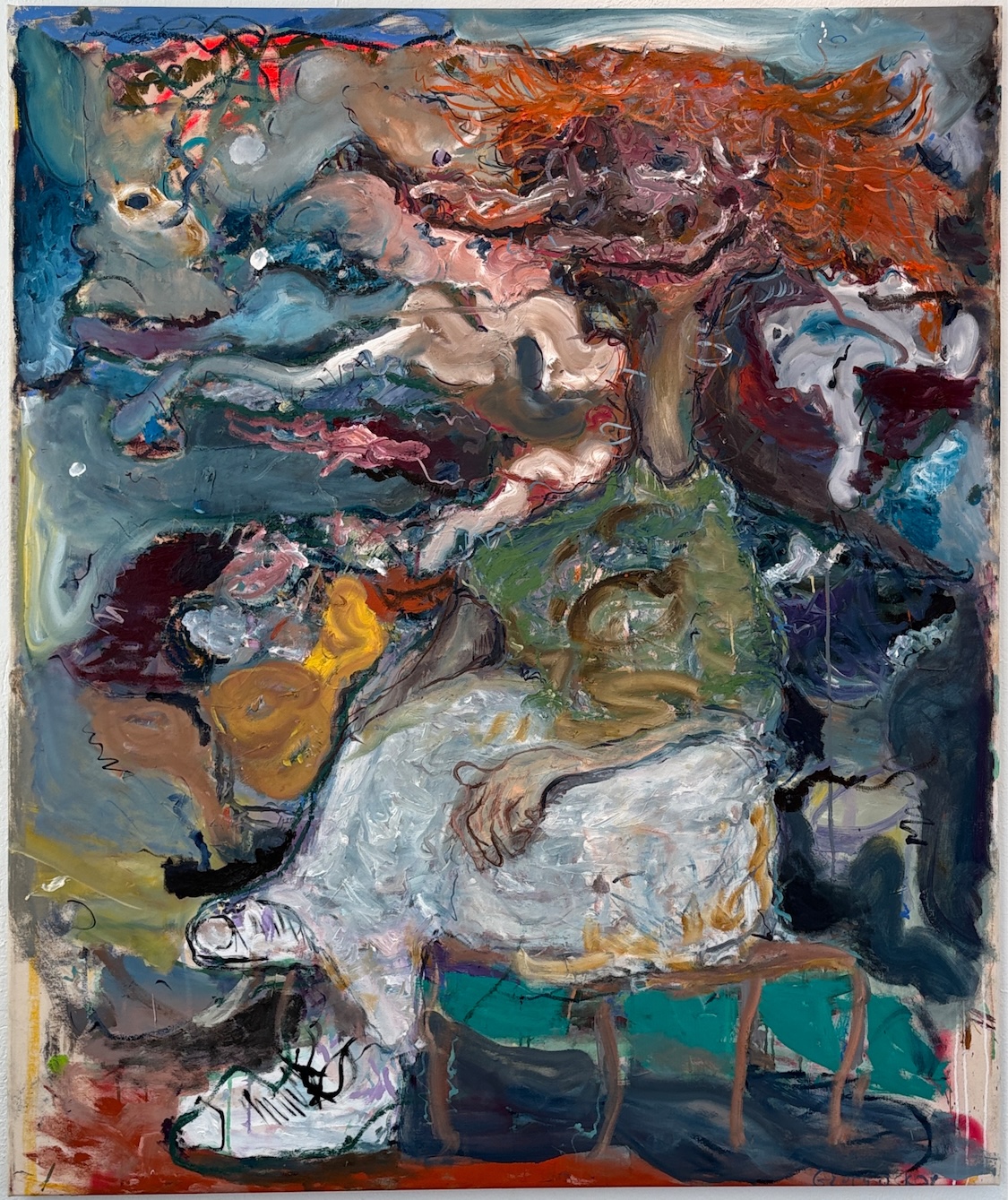 íslenskt Inniveður : Icelandic inside weather by Georg Óskar. 175 x 145 cm, oil on canvas, 2026.