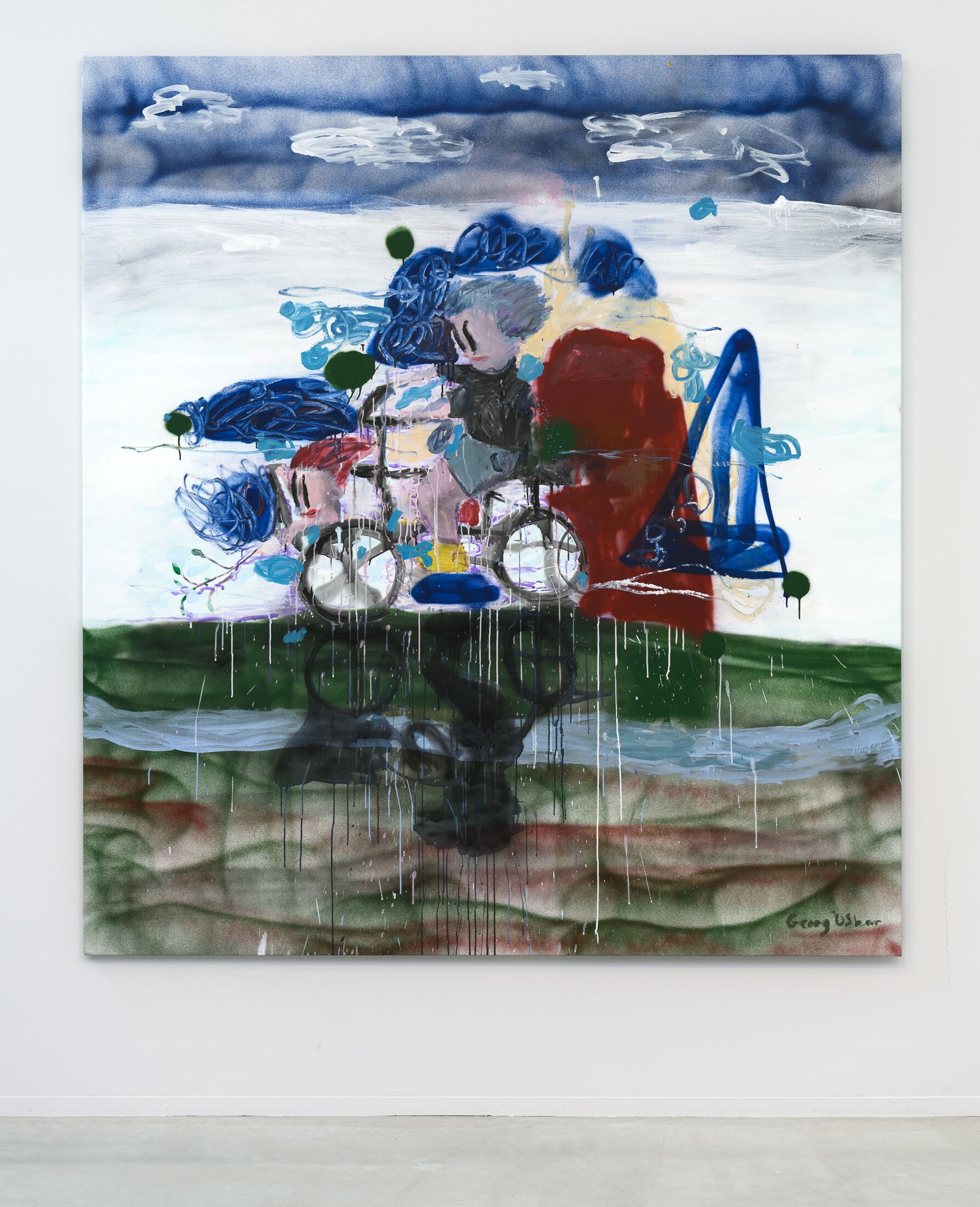 Another Master Piece about being late again by Georg Óskar. 215 x 195 cm, oil, acrylic and spray on canvas.