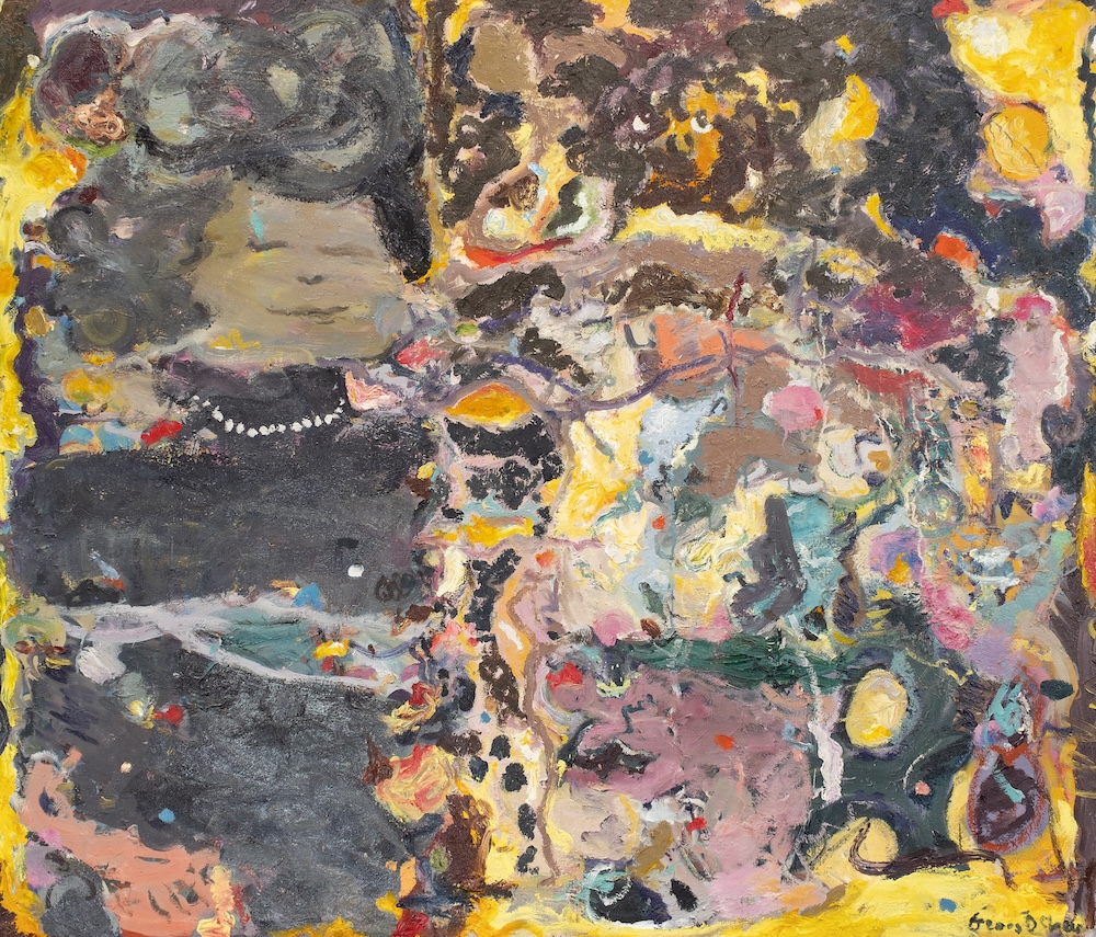 Notes from the Lonely Particle by Georg Óskar. 150 x 175 cm, oil on canvas, 2025.