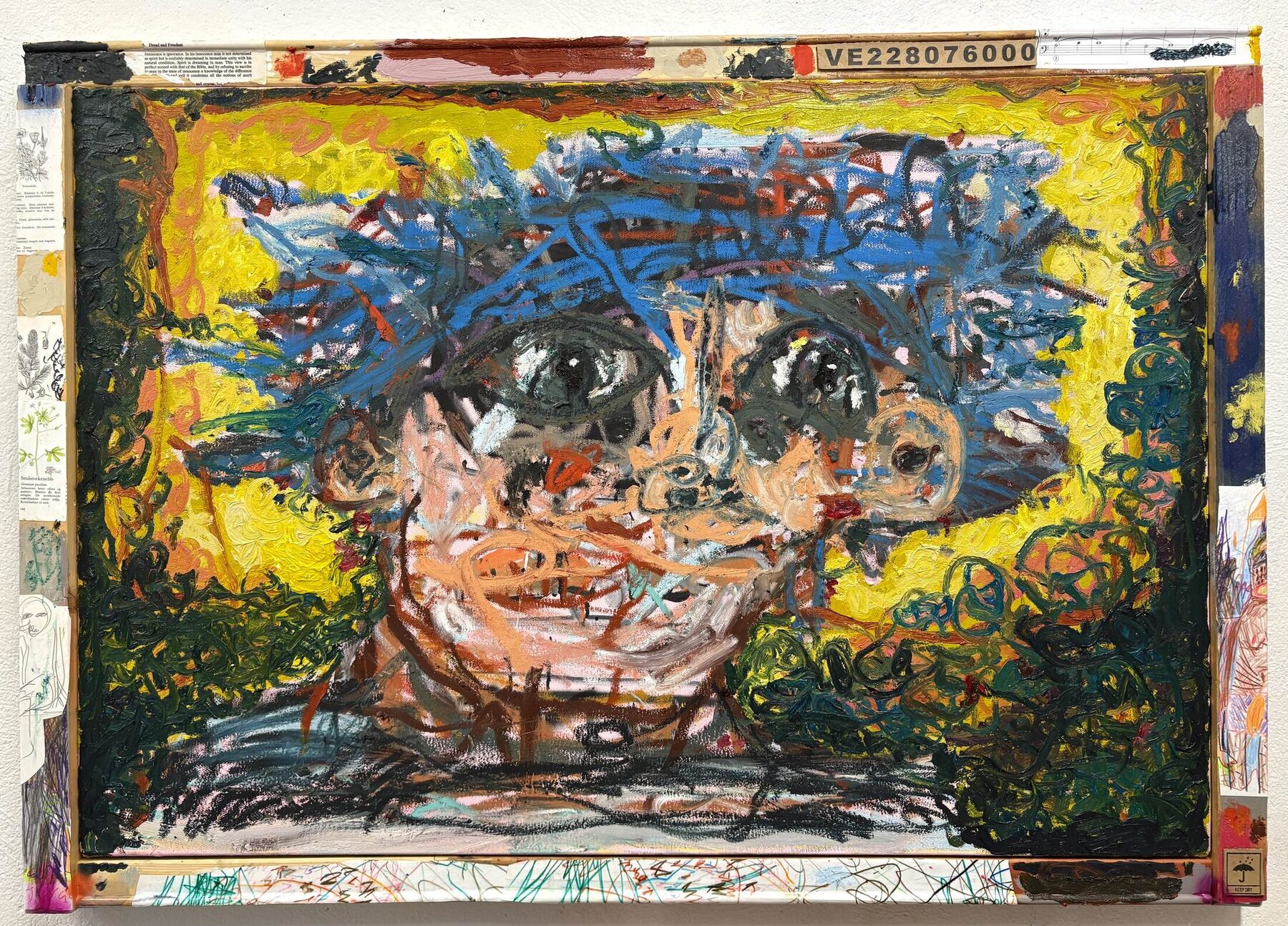 Romance of Rupture by Georg Óskar. 85 x 120 cm, oil on canvas + artist frame, 2026.