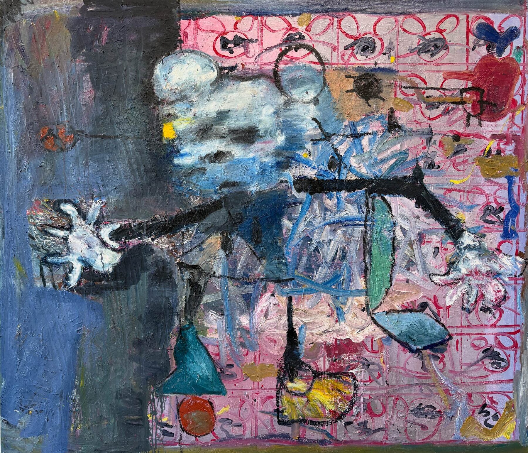 Sorry for the silence by Georg Óskar. 150 x 175 cm, oil on canvas, 2025.
