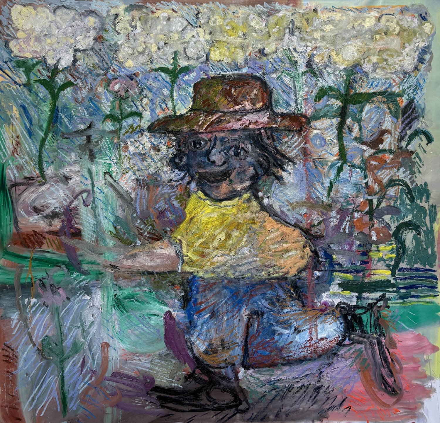 Walking Home by Georg Óskar. 200 x 200 cm, oil on canvas, 2026.