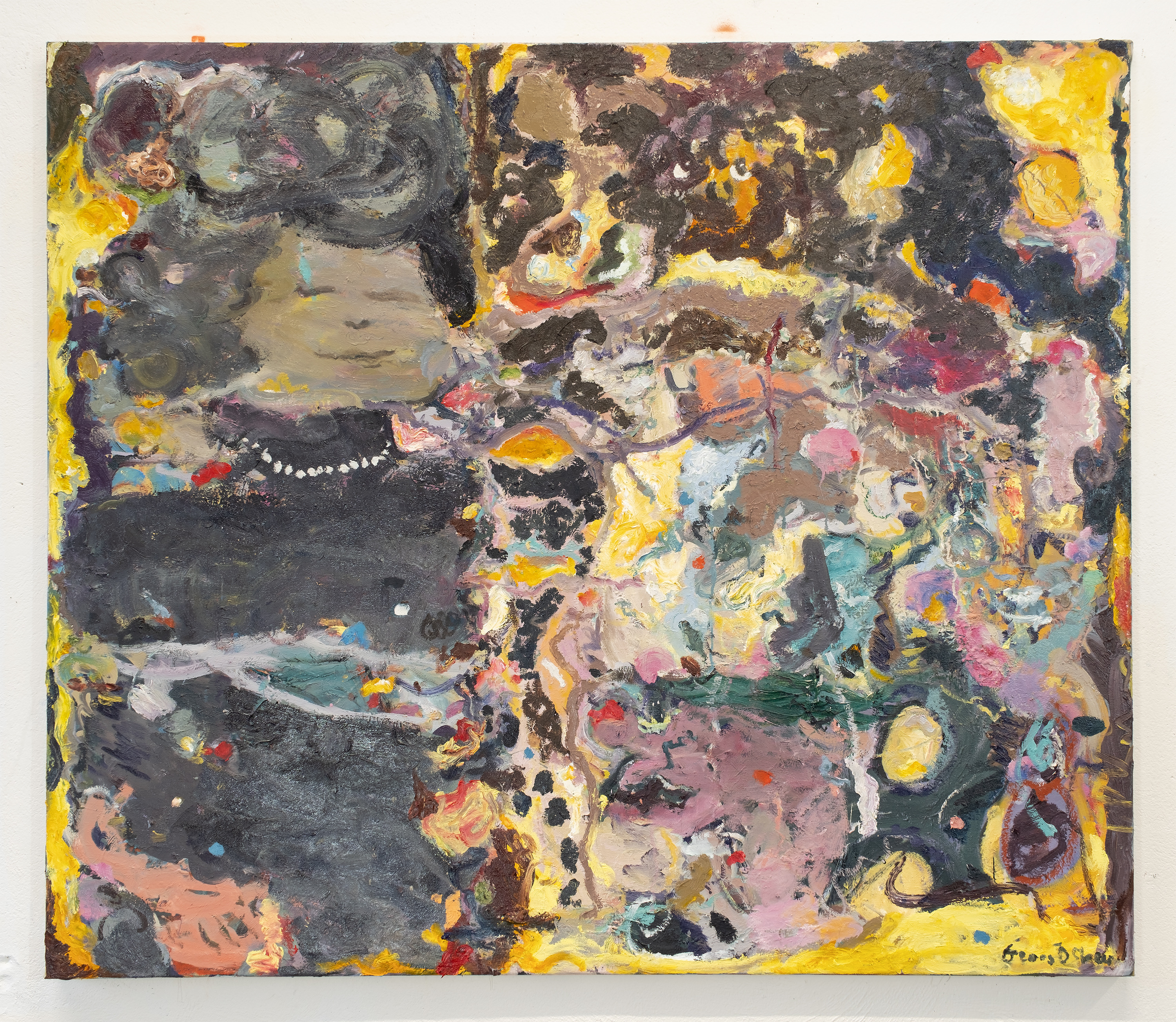 Notes from the Lonley Particle by Georg Óskar. 150x175cm, oil on canvas, 2025.